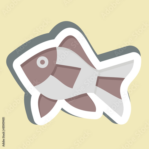 Sticker Atlantic Fish. related to Seafood symbol. simple design illustration