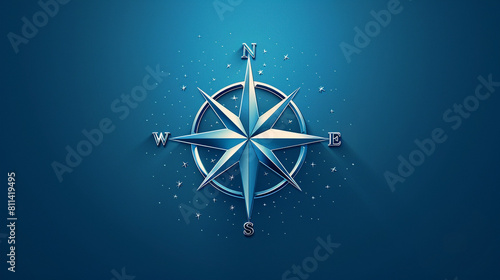 Vintage compass rose on a blue background.