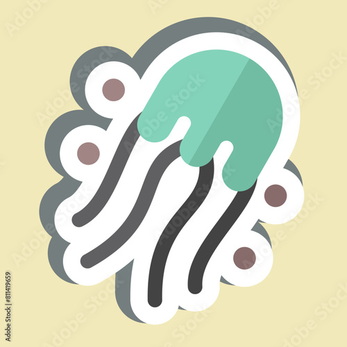 Sticker Jelly Fish. related to Seafood symbol. simple design illustration