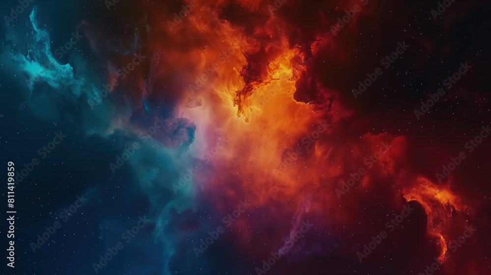 A colorful space scene with a purple cloud in the middle A colorful space scene with a purple cloud in the middle