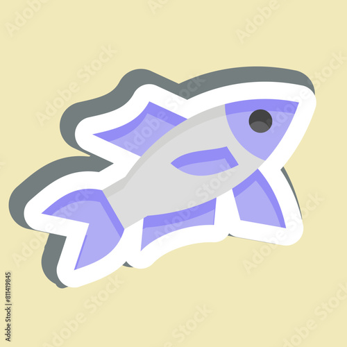 Sticker Sardine. related to Seafood symbol. simple design illustration