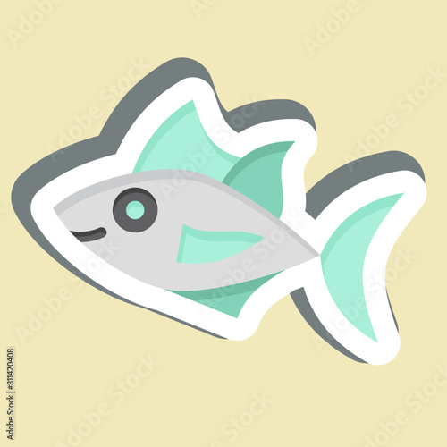 Sticker Tuna. related to Seafood symbol. simple design illustration