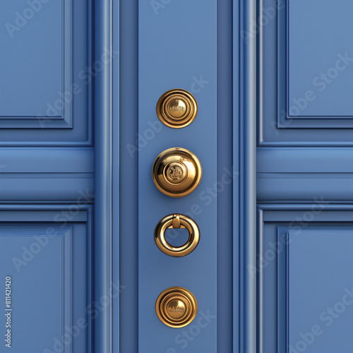 Simple modern colorful illustration of door and handle.