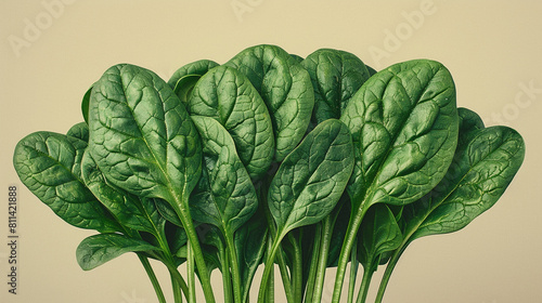 Detailed drawing of spinach leaves.