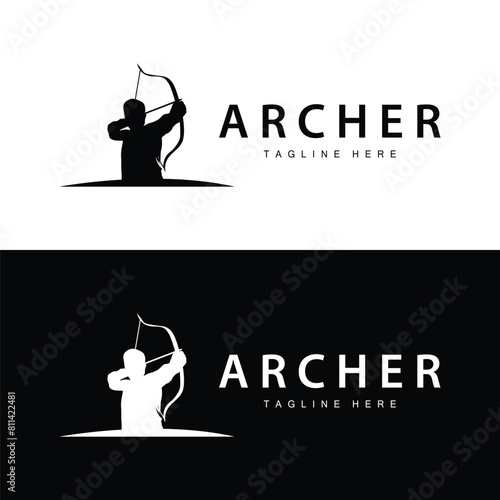 Archer logo vector vintage design old inspiration archer tool arrow template brand