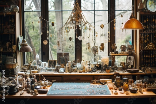 A Glimpse into a Charming Jewelry Design Studio Showcasing Handcrafted Artisan Creations