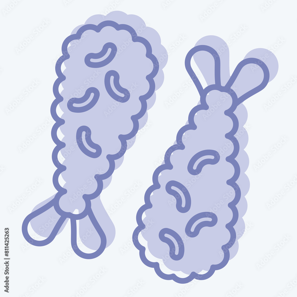 Icon Ebi Fry. related to Seafood symbol. two tone style. simple design illustration Icon Ebi Fry. related to Seafood symbol. two tone style. simple design illustration