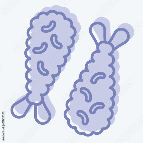 Icon Ebi Fry. related to Seafood symbol. two tone style. simple design illustration