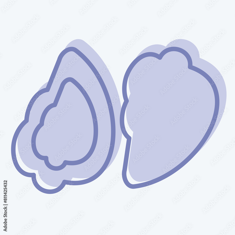 Icon Oyster. related to Seafood symbol. two tone style. simple design illustration Icon Oyster. related to Seafood symbol. two tone style. simple design illustration