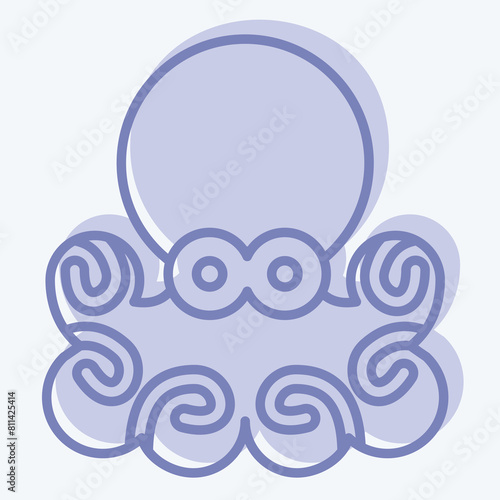 Icon Octopus. related to Seafood symbol. two tone style. simple design illustration