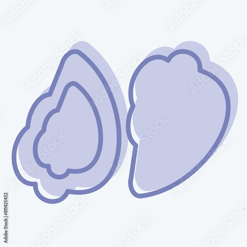 Icon Oyster. related to Seafood symbol. two tone style. simple design illustration