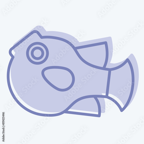 Icon Puffer Fish. related to Seafood symbol. two tone style. simple design illustration