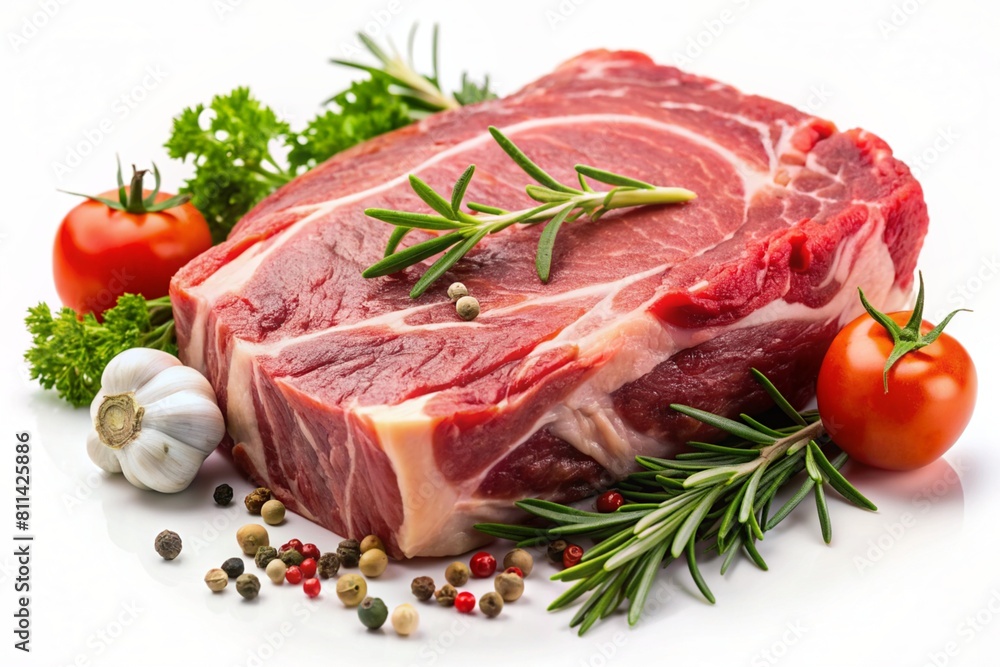 Butcher Meat Products on White Background

