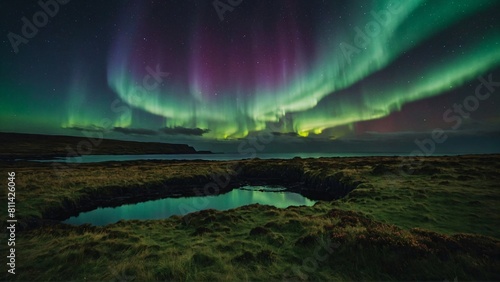 Experience the mesmerizing beauty of the Northern Lights dancing over the lush  green landscape of Ireland  a magical and colorful display visible this weekend