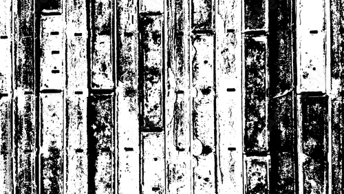 8-81. Steel plate stakes in construction, construction scaffold aisle - illustration. a pile of old iron plates.	