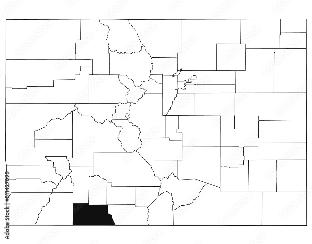 Map of archuleta County in Colorado state on white background. single County map highlighted by black colour on Colorado map. UNITED STATES, US Map of archuleta County in Colorado state on white background. single County map highlighted by black colour on Colorado map. UNITED STATES, US