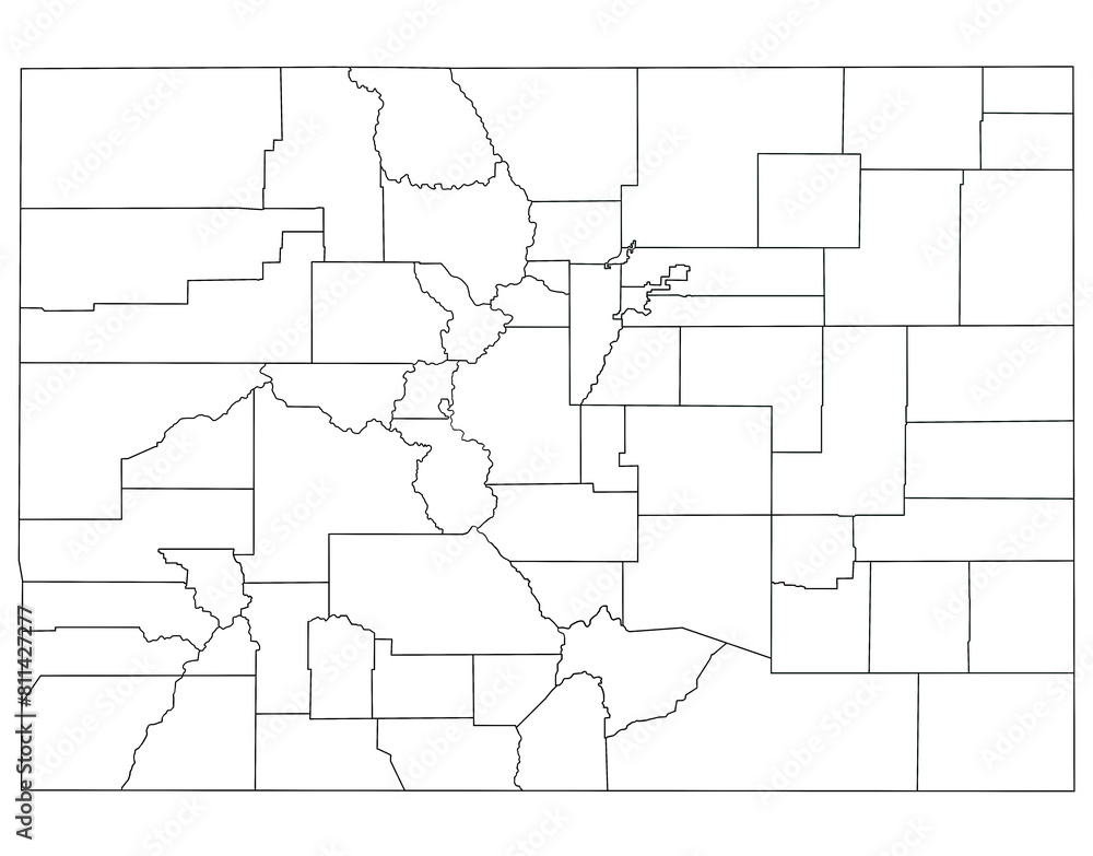 Colorado administrative map. counties map of Colorado, blank Map, empty map of Colorado