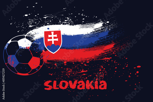 Tableau sur toile graphic design team Slovakia, Soccer ball on Slovakia flag background from paint brushes