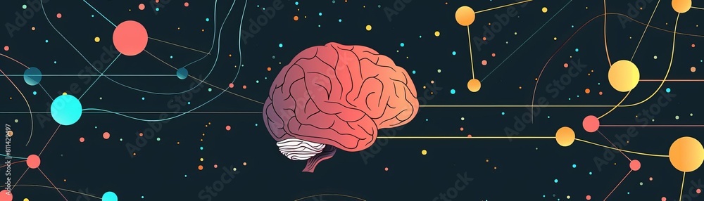 Artificial neural networks flat design top view deep learning theme cartoon drawing Monochromatic Color Scheme Artificial neural networks flat design top view deep learning theme cartoon drawing Monochromatic Color Scheme