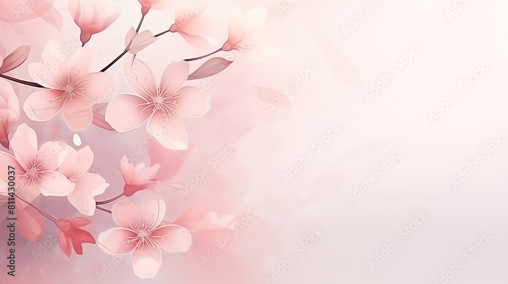 A soft pink background with delicate floral shapes evokes a sense of spring A soft pink background with delicate floral shapes evokes a sense of spring