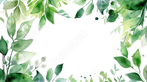 Floral greeting card with greenery and forest elements on white background