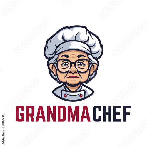 grandma chef logo mascot illustration