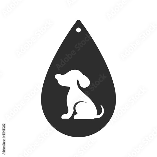 Vector design with dog for teardrop earring, pendant or keychain. Jewelry silhouette laser cut template. Cnc cutting with metal, wood or leather