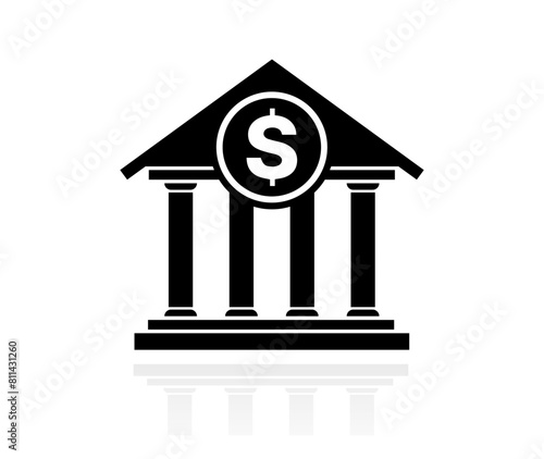 Bank with Dollar sign Icon illustration