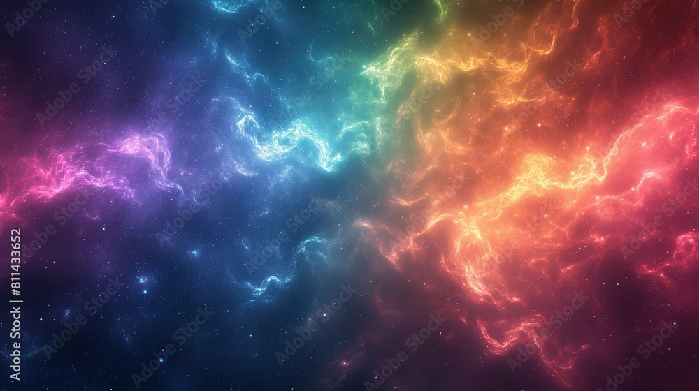 Rainbow Stardust Storm Cloud Stars Space Digital Art Wallpaper, Radiant Contemporary Abstract Artwork Background, Vibrant Backdrop Concept, Web Graphic Design Banner