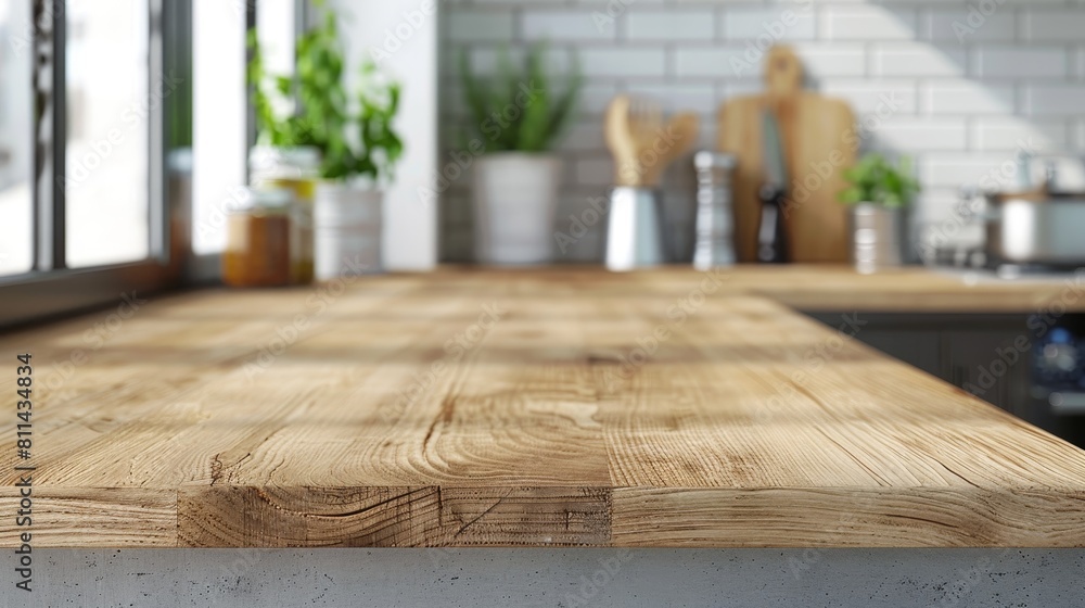 Minimalist close-up of a modern Nordic kitchen, featuring a beautifully crafted wooden countertop in a bright loft apartment Minimalist close-up of a modern Nordic kitchen, featuring a beautifully crafted wooden countertop in a bright loft apartment