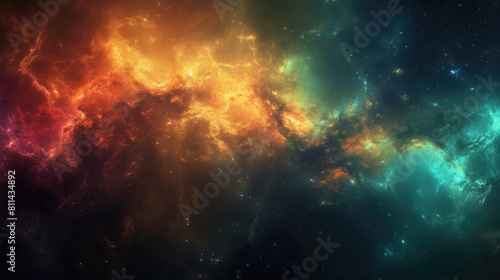 Gradient Green Orange Space Stars Digital Art Wallpaper  Radiant Contemporary Abstract Artwork Background  Vibrant Backdrop Concept  Web Graphic Design Banner