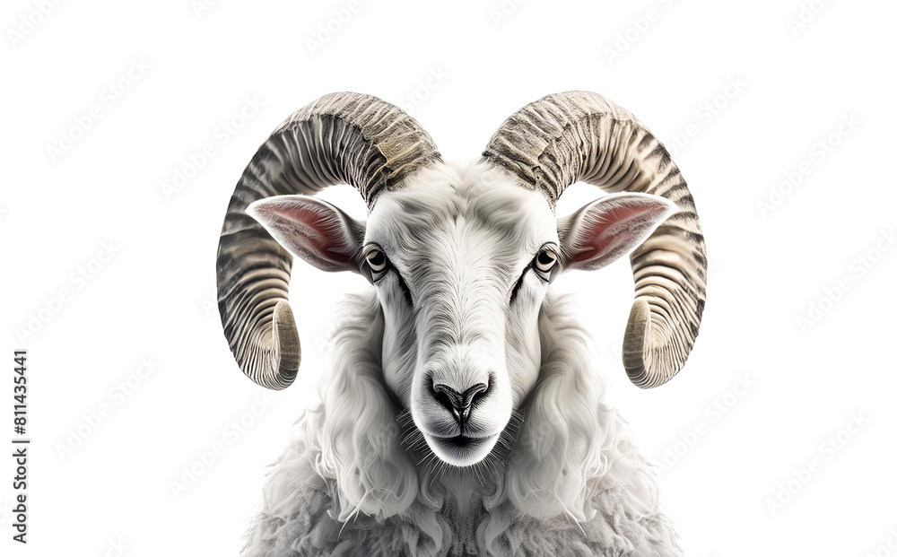bighorn sheep head. 3D rendering. transparent background