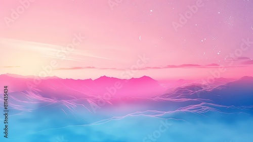 Pink and Blue Sky With Mountains in the Background