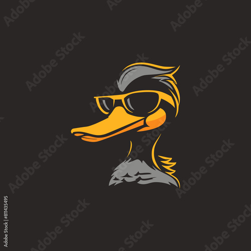 gray duck with eyeglass tshirt design vector illustration template design