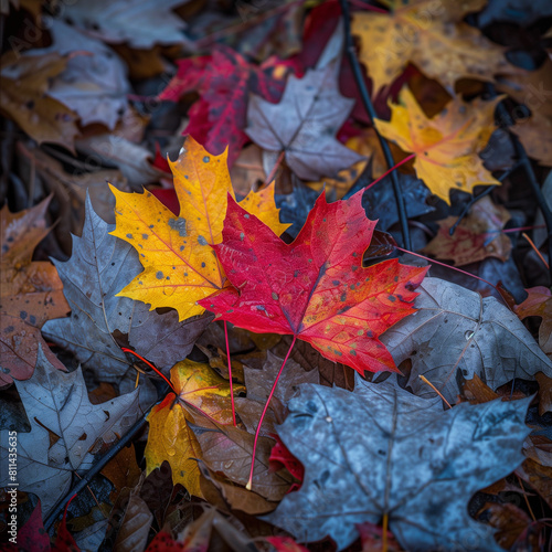 Vibrant Autumn Maple Leaves on Forest Floor