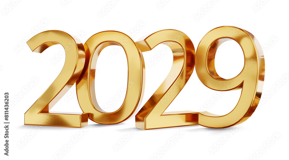 year 2029 golden symbol isolated on white golden gold metallic, new year and change, luxury glossy elegance bold number 3d-illustration year 2029 golden symbol isolated on white golden gold metallic, new year and change, luxury glossy elegance bold number 3d-illustration