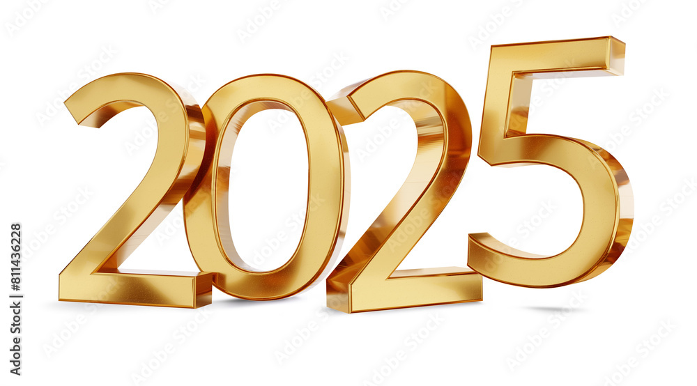 year 2025 golden symbol isolated on white golden gold metallic, new year and change, luxury glossy elegance bold number 3d-illustration year 2025 golden symbol isolated on white golden gold metallic, new year and change, luxury glossy elegance bold number 3d-illustration