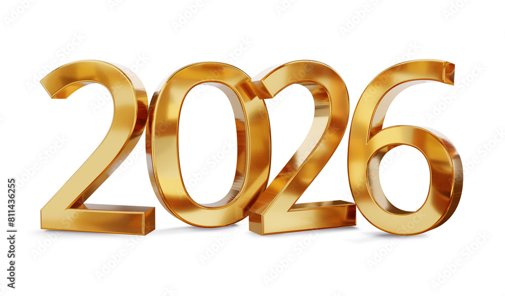 year 2026 golden symbol isolated on white golden gold metallic, new year and change, luxury glossy elegance bold number 3d-illustration year 2026 golden symbol isolated on white golden gold metallic, new year and change, luxury glossy elegance bold number 3d-illustration
