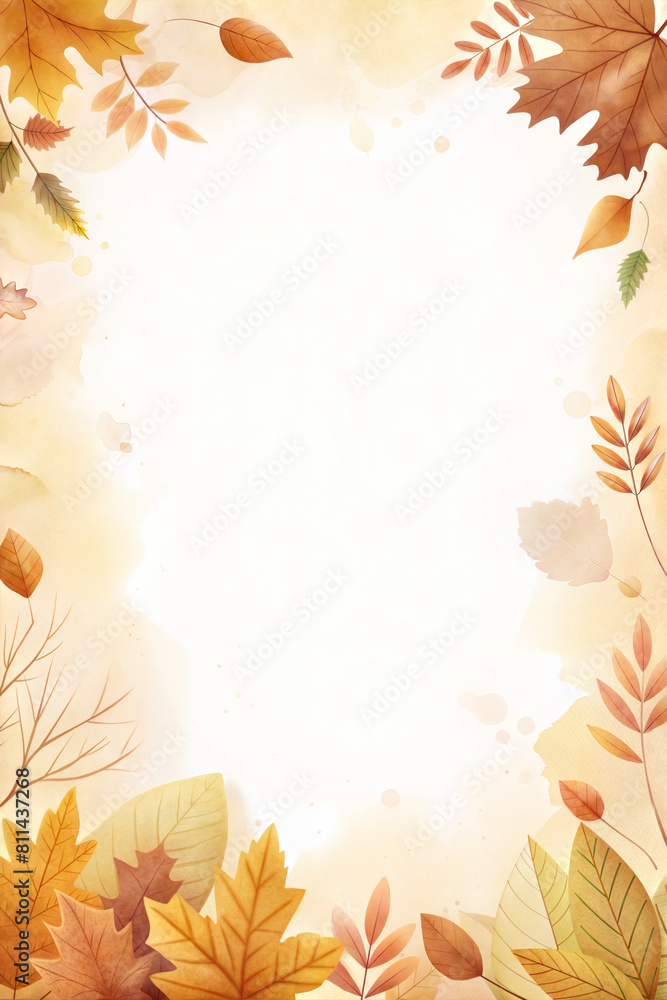 Autumn Themed Memo Page with Elegant Watercolor Leaves and Warm Tones Autumn Themed Memo Page with Elegant Watercolor Leaves and Warm Tones