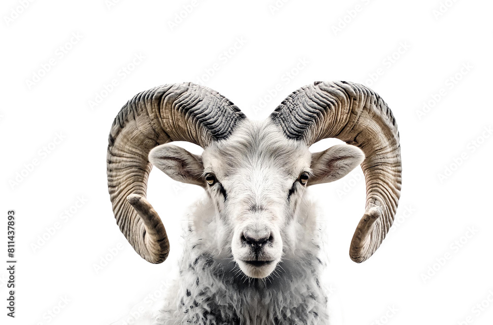 Portrait of a long-horned ram. transparent background Portrait of a long-horned ram. transparent background