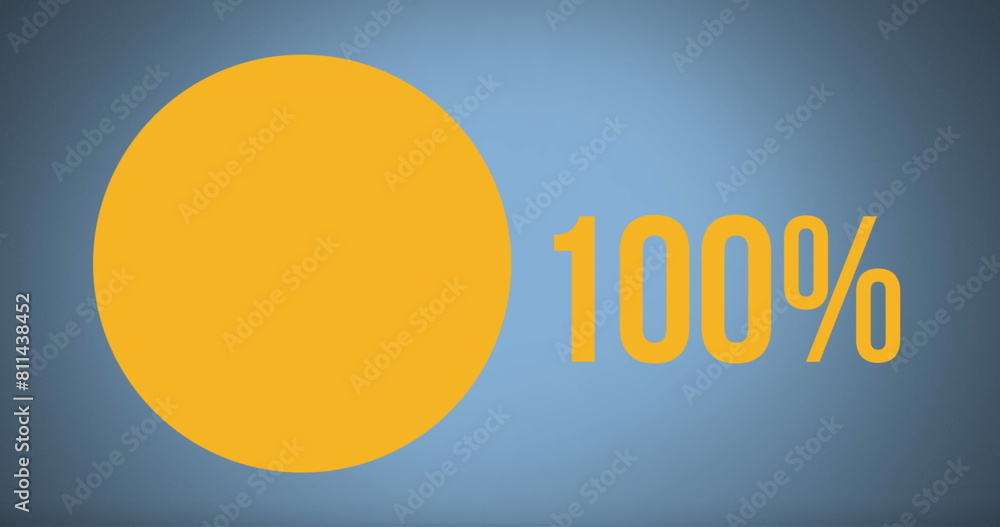 Image of pie char and percent data processing over blue background Image of pie char and percent data processing over blue background