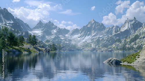 Lake and mountains landscape © pro click