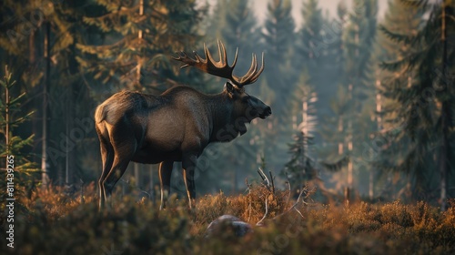 European Moose also recognized as elk a type of wild animal © AkuAku