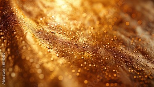 豪華な布地に輝くゴールデングリッター、テキストスペース photo