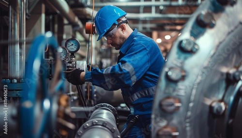 Engineer wearing safety uniform and helmet welding to repair pipe concept of innovative industrial and maintenance growth efficiency manufacturing 