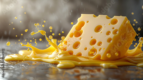 cheese is flying through the air with splashing