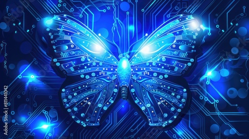 butterfly circuit technology, butterfly shape combined with electronic pattern circuit