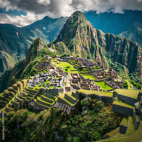 Majestic View of Machu Picchu in the Andes Mountains, Peru