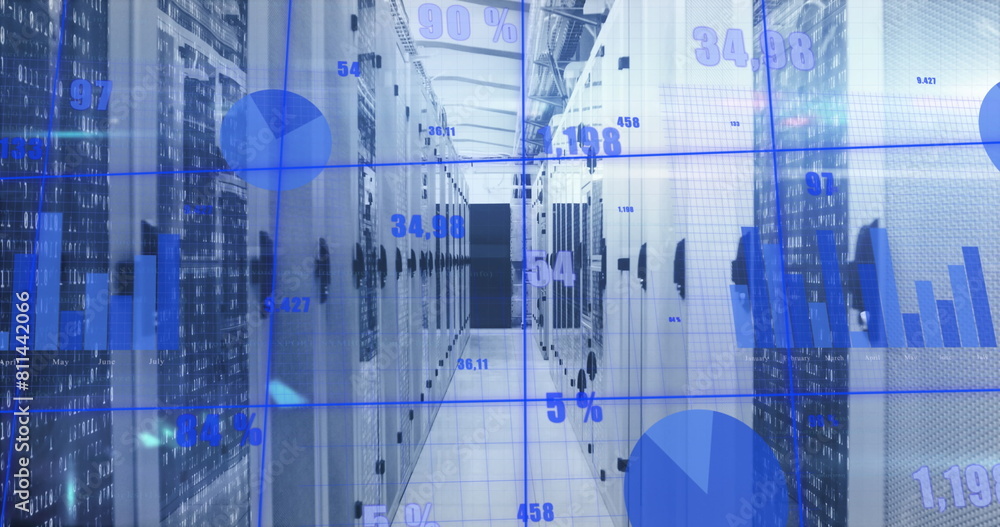 Fototapeta premium Image of data processing over computer servers