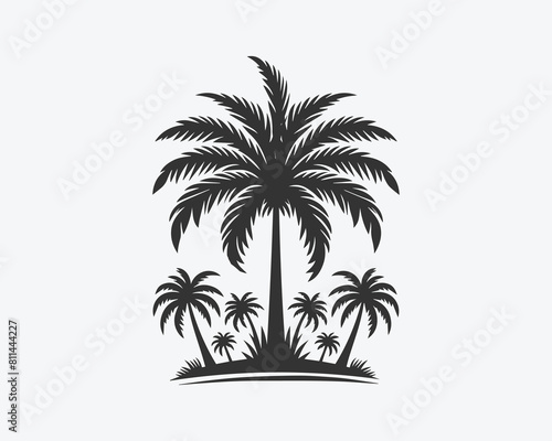plum tree silhouettes  on a white background Vector illustration